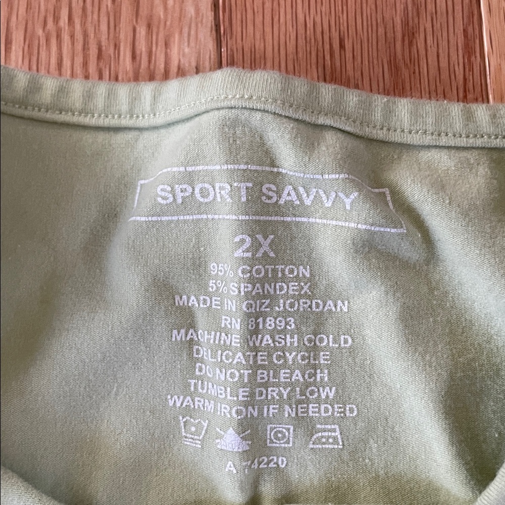Sport Savvy Top Womens 2X Sage Green Floral Print Loungewear Athleisure - Picture 3 of 8